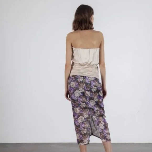 NWT Birgitte Herskind Alexis Ruched Floral Midi Skirt Women's Size 10 - Picture 11 of 12